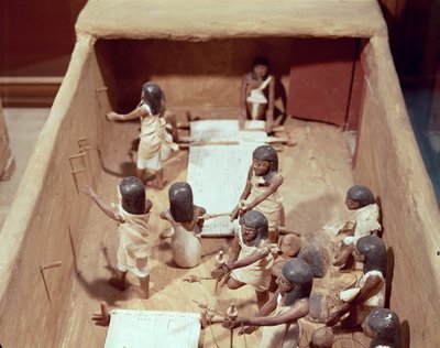 Tekstiilipajan hautamalli, Meketren haudasta, aatelisten laaksosta, Keski-valtakunnasta, noin 2000 eKr. (maalattu puu) tekijältä Egyptian 11th Dynasty