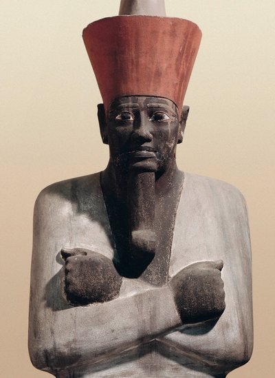 Mentuhotep II:n patsas (maalattu hiekkakivi) tekijältä Egyptian 11th Dynasty