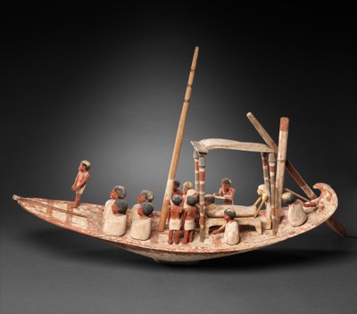 Muumiota kuljettavan purjeveneen pienoismalli, noin 1900-1885 eKr. (puu, maali) tekijältä Egyptian 12th Dynasty
