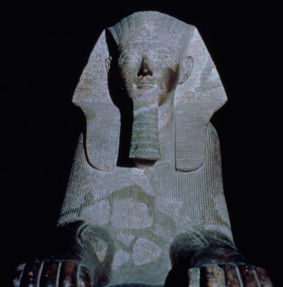 Kuningatar Hatshepsutin sfinksi Hatshepsutin ruumistemppelistä, Uudesta kuningaskunnasta (graniitti) tekijältä Egyptian 18th Dynasty