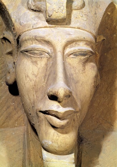 Amenophis IV:n (Akhenaten) (n. 1364-1347 eKr.) rintakuva Amunin temppelistä, Karnakista, n. 1353-1337 eKr. (hiekkakivi) (yksityiskohta) tekijältä Egyptian 18th Dynasty