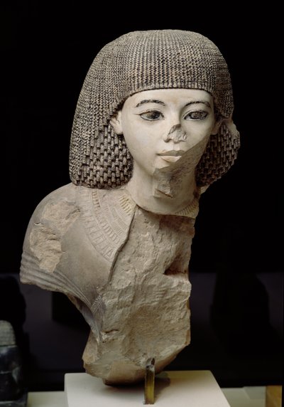 Kuninkaallisen kirjanoppineen rintakuva, Meniou, Uusi kuningaskunta, n. 1391-53 eKr. (kalkkikivi) tekijältä Egyptian 18th Dynasty