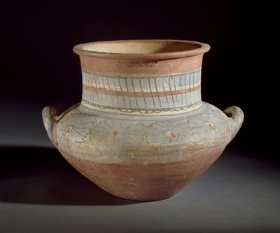 Koristeltu purkki, jossa on korvakahvat, Amarna, 14. vuosisata eaa. (keramiikka). tekijältä Egyptian 18th Dynasty