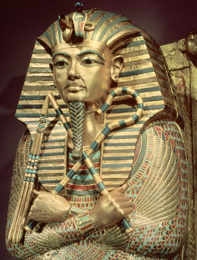 Yksityiskohta Tutankhamonin toisesta muumimaisesta arkusta tekijältä Egyptian 18th Dynasty