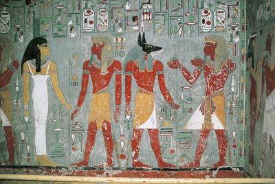 Egypti, Luxor, Kuninkaiden laakso, Horemhebin hauta, seinämaalaukset tekijältä Egyptian 18th Dynasty