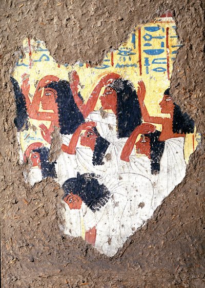 Egyptiläinen antiikki: taidemaalari Maian haudan fresko, itkevien ryhmä. 18. dynastia. Maian kappelista, Deir el-Medineh (el Medineh), New Empire Dim. 67 cm Torino, Egyptiläinen museo tekijältä Egyptian 18th Dynasty