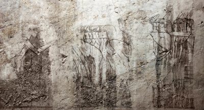 Egyptiläinen antiikin aika: keskeneräiset piirustukset, jotka koristavat Vizir Ramosen hautaa (18. dynastia). Luxor, Länsiranta, Egyptin aatelisten hauta tekijältä Egyptian 18th Dynasty