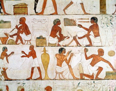 Kaiverrus ja kiillotus kultaa ja hopeaa, Rekhmiren haudasta tekijältä Egyptian 18th Dynasty