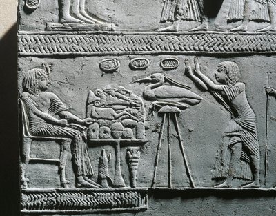 Horemheb syömässä hautajaisateriaa, reliefi Horemhebin haudasta Saqqarassa. tekijältä Egyptian 18th Dynasty
