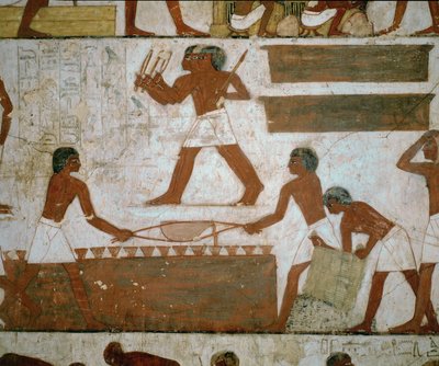 Rekhmere tarkastaa kultaseppiensä työtä. tekijältä Egyptian 18th Dynasty