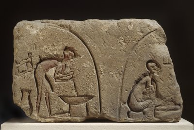 Aterian valmistamisen hiekkakivirelief (hiekkakivi) tekijältä Egyptian 18th Dynasty