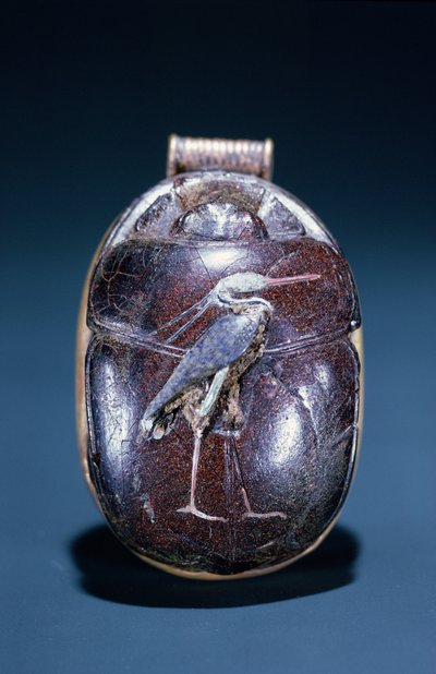 Scarab with Heron, Tomb of Tutankhamon, New Kingdom (kulta ja korneoli) tekijältä Egyptian 18th Dynasty
