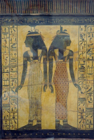 Selket ja Neith, Maiherprin sarkofagin koristeellinen yksityiskohta, Egyptin sivilisaatio, Uusi valtakunta, XVIII dynastia tekijältä Egyptian 18th Dynasty
