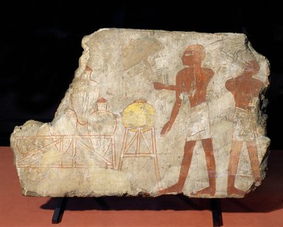 Palvelijat, joilla on amforat jalustassaan ... tekijältä Egyptian 18th Dynasty