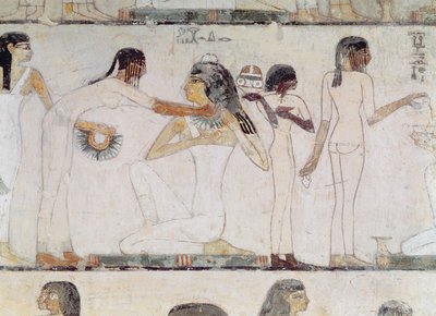 Aatelisnaisten wc, Tuthmosis III:n ja Amenhotep II:n visiirin Rekhmiren haudalta, Uusi kuningaskunta (seinämaalaus) tekijältä Egyptian 18th Dynasty