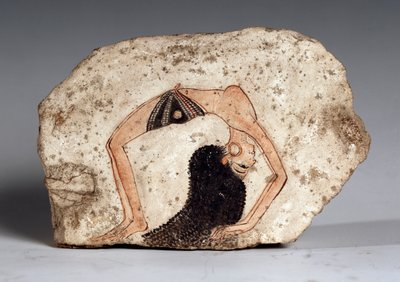 Naisakrobaattitanssija, Ostrakon. Kalkkikivi, noin 1295-1186 eaa tekijältä Egyptian 19th Dynasty