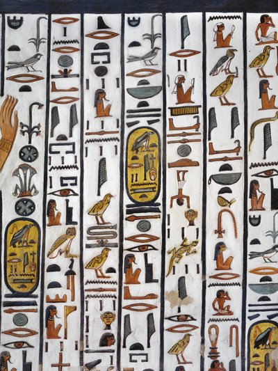 Egypti, Thebe, Luxor, Kuningattarien laakso, Nefertarin hauta, seinämaalaus hautakammiossa 19. dynastian ajalta. tekijältä Egyptian 19th Dynasty