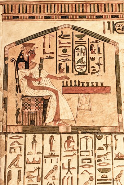 Nefertari soittaa senet (seinämaalaus) tekijältä Egyptian 19th Dynasty