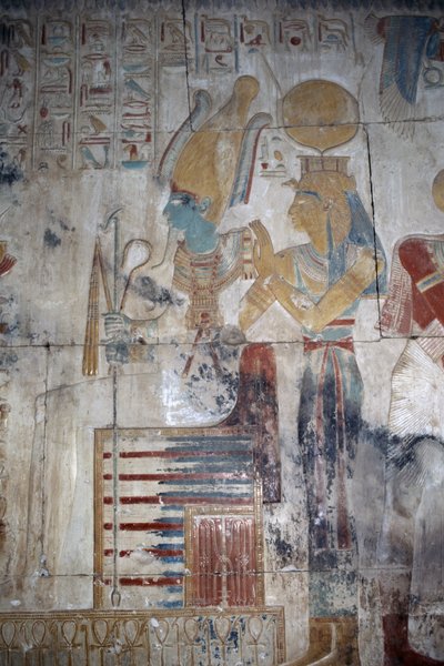 Maalattu reliefi, Osiriksen kappeli, Seti I:n temppeli tekijältä Egyptian 19th Dynasty