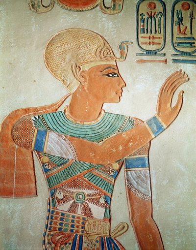 Muotokuva Ramses III:sta (n. 1184-1153 eKr.) Amen-Her-Khepshefin haudasta, Uudesta kuningaskunnasta (seinämaalaus) tekijältä Egyptian 19th Dynasty