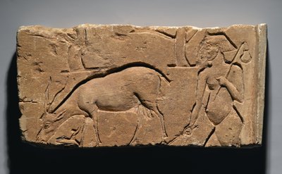 Reliefi, joka kuvaa vuohenpaimenta vuohen ja puiden kanssa, mahdollisesti Tell el-Amarnasta, Uudesta kuningaskunnasta, 1350-1333 eKr. (kalkkikivi) tekijältä Egyptian 19th Dynasty