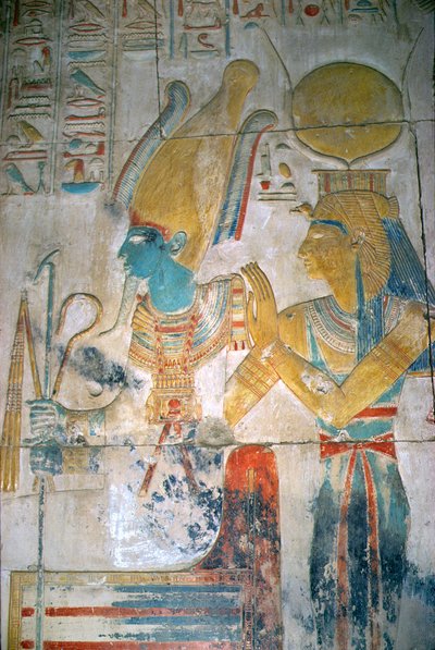 Relief of Osiris ja Isis, Uusi kuningaskunta (seinämaalaus) tekijältä Egyptian 19th Dynasty