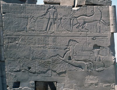 Seti I:n taistelu Palestiinaa vastaan, helpotus, Great Hypostyle Hallin itäinen ulkoseinä, Karnakin temppelikompleksi (Unescon maailmanperintöluettelo tekijältä Egyptian 19th Dynasty