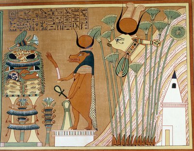 Thoueris ja Hathor papyruksessa. College on samanlainen kuin Anin papyrus, joka on peräisin Thebasta. tekijältä Egyptian 19th Dynasty