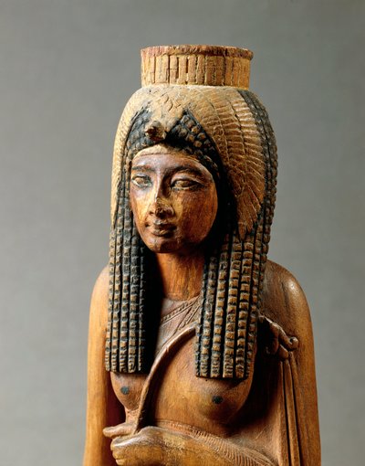 Ahmes Nefertarin, Amenhotep I:n vaimon, puinen patsas Deir el-Medinasta, yksityiskohta, rintakuva, Uusi valtakunta, XIX dynastia tekijältä Egyptian 19th Dynasty