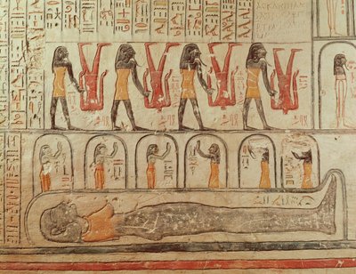 Yksityiskohta Maan kirjasta, Ramses VI:n hautakammiosta (n. 1143-1136 eKr.) Uusi kuningaskunta (seinämaalaus) tekijältä Egyptian 20th Dynasty