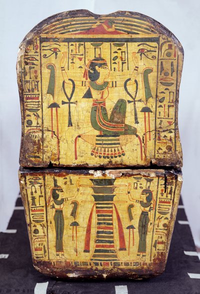 Päätynäkymä Nesyamunin muumion arkusta, joka löydettiin mahdollisesti Deir El-Bahrista, Uudesta kuningaskunnasta, noin 1100 eKr. (maalattu puu) tekijältä Egyptian 20th Dynasty