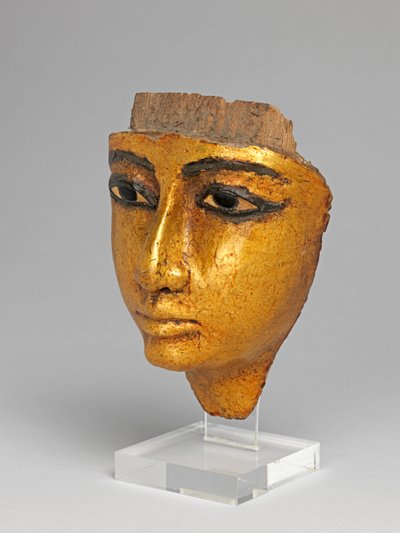 Arkun kasvot, silmät ja kulmakarvat upotetut, kullatut tekijältä Egyptian 20th Dynasty