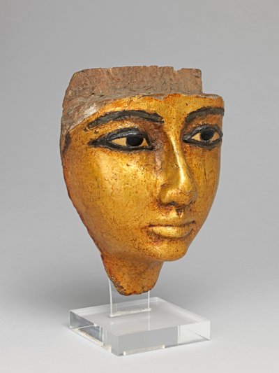 Arkun kasvot, silmät ja kulmakarvat upotetut, kullatut tekijältä Egyptian 20th Dynasty