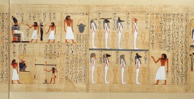 Imenemsaoufin mytologinen papyrus, kolmas välikausi, noin 1000 eKr. (maalattu papyrus) (yksityiskohta) tekijältä Egyptian 21st Dynasty