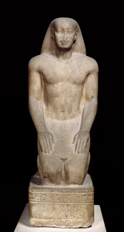 Nakhtorhebin polvistuva patsas, Saite-kausi, noin 595-589 eKr. (kvartsiitti) (katso myös 105657 & 280065) tekijältä Egyptian 26th Dynasty