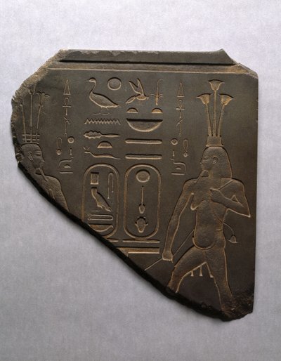 Niilin jumala Hapi, joka sitoi rituaalisesti Ylä- ja Ala-Egyptin, 663-525 eKr. (liuskekivi) tekijältä Egyptian 26th Dynasty