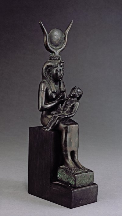 Jumalatar Isis, joka imee Horusta, myöhäinen kausi (pronssi) tekijältä Egyptian 26th Dynasty