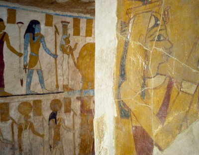 Seinämaalauksia Pa Nentwyn haudasta, Bahariya Oasis, Giza, Egyptin sivilisaatio, 26. dynastia, 663-525 eKr. tekijältä Egyptian 26th Dynasty