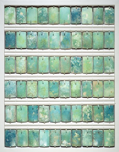 Laatat, Djoserin porraspyramidista, Saqqara, Vanha kuningaskunta, 2667-2648 eKr. (fajanssi) tekijältä Egyptian 3rd Dynasty