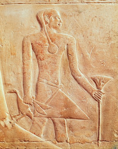 Palvelija ja lintu, helpotus tekijältä Egyptian 5th Dynasty