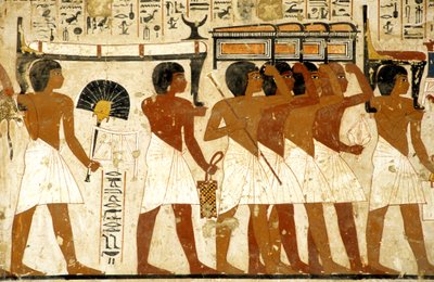 Muinainen Egypti, Maalaus, Hautajaiskulkue, Ramosen hauta, Miehet kantavat aarretta, Thebe, Aatelisten laakso, Aatelisten laakso tekijältä Egyptian Egyptian