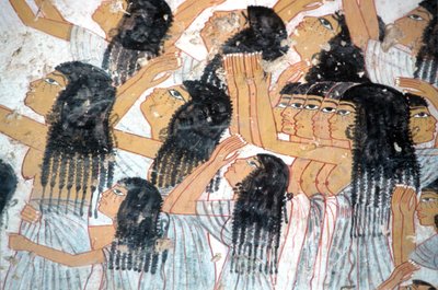 Muinainen Egypti, Maalaus, Itkevät naiset hautajaiskulkueessa, Ramosen hauta, Aatelisten laakso, Thebe tekijältä Egyptian Egyptian