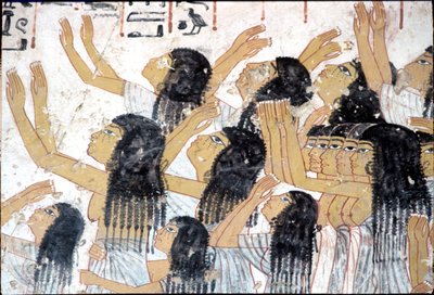 Muinainen Egypti, Seinämaalaus, Itkevät naiset hautajaiskulkueessa, Ramosen hauta, Thebea tekijältä Egyptian Egyptian