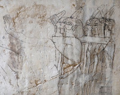 Luonnospiirros miesryhmästä, Ramosen hauta tekijältä Egyptian Egyptian