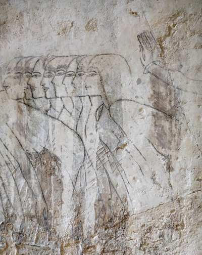 Luonnospiirros naisryhmästä, Ramosen hauta tekijältä Egyptian Egyptian