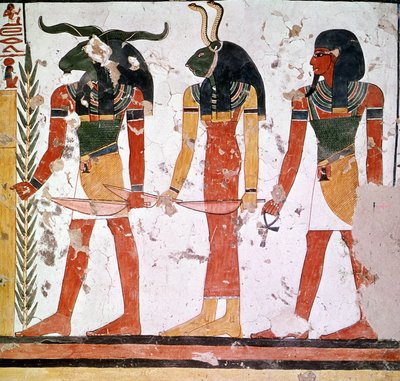 Nefertarin hauta Knoum- ja Sekeuti-jumalien kanssa (fresko) tekijältä Egyptian Egyptian