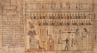 Tsekhonin kuolleiden kirja, yksityiskohta, sielujen punnitus (psykostaasi), -664 - -332 (papyrus) tekijältä Egyptian Egyptian