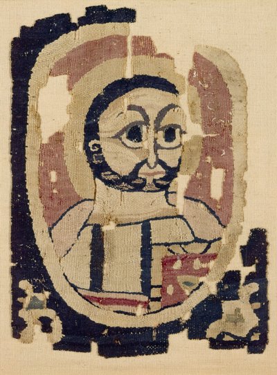 Pään katkelma, kopti (tekstiili) tekijältä Egyptian School