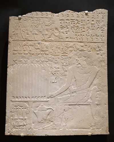 Reliefi Khnumtin haudasta, noin 2345-2184 eaa. (Valkoinen kalkkikivi) tekijältä Egyptian School
