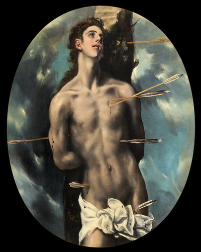 Pyhä Sebastian, noin 1610-14 (öljy kankaalle). tekijältä El (1541-1614) Greco